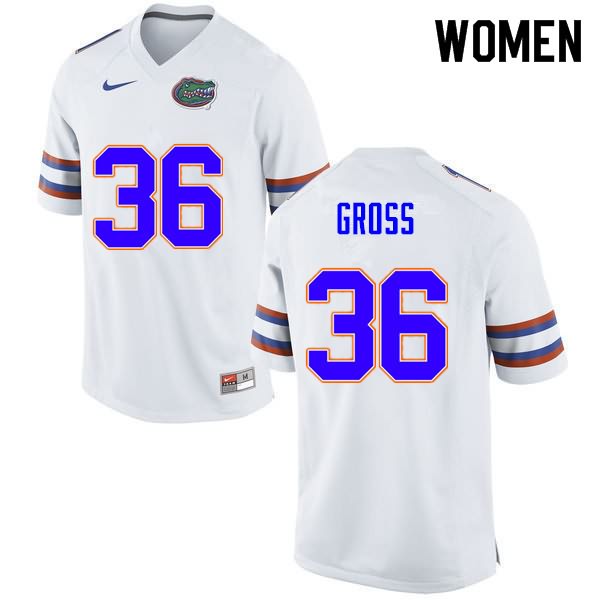 NCAA Florida Gators Dennis Gross Women's #36 Nike White Stitched Authentic College Football Jersey TGZ7864BH